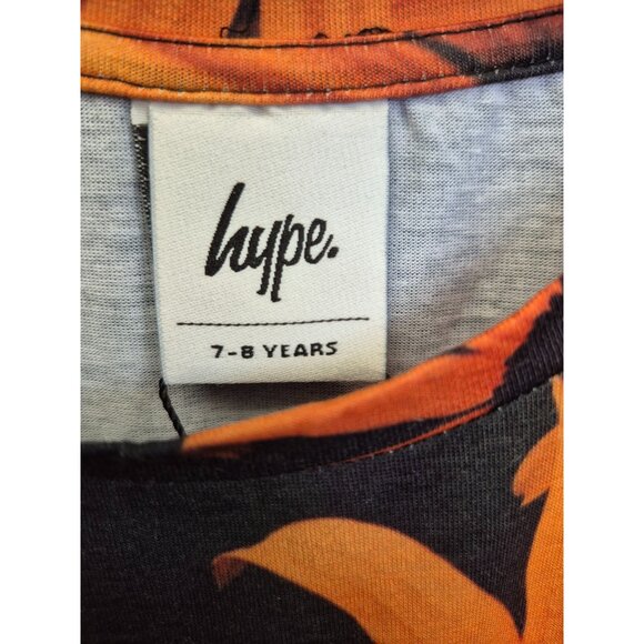 Hype. Black & Orange Floral T-Shirt 7-8Y Graphic Tee For Kids - Picture 3 of 6
